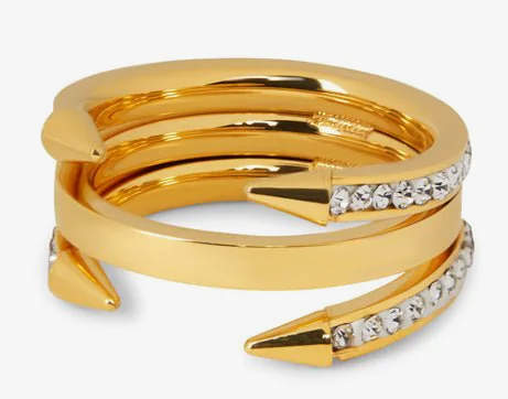 Anel Lanças com Cristais e Banhado a Ouro 18k